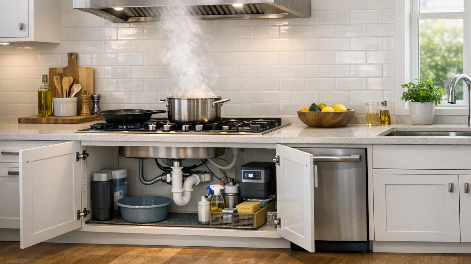 Kitchen with moisture-prone areas